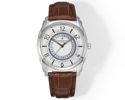 GR Factory Vacheron Constantin Patrimony 9015 Movement 28800/H 41mm White Dial Brown Band Watch
